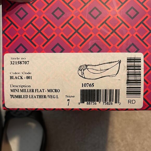 Tory Burch Black Flats with Logo Detail - Picture 7 of 7